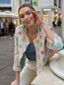 Veste en lin naturel doublée de coton, broderie à la main avec fil de soie, respirante, durable, écologique pour le printemps et l'hiver - Product Image 4