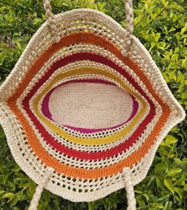 Women Crochet Raffia Clutch Handmade Multi Color Open <b>Handbag</b> Casual Summer Large Capacity <b>Soft</b> Cloth Daily Life - Product Image 5