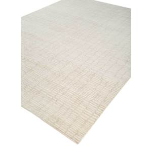 Tapis en laine noué à la main AKWT-1052, beige et marron, couleur unie, pour salon, entrée et couloir, forme puzzle rectangulaire - Product Image 2