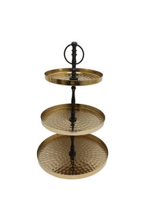 Soporte de pastel de Metal redondo de 3 niveles de lujo superventas, soporte de exhibición chapado en oro hecho a mano para bodas, fiestas de cumpleaños, herramientas de pastel - Product Image 4