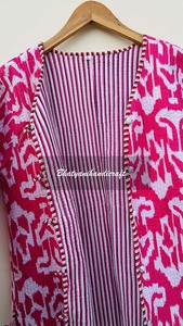 เสื้อโค้ทฤดูหนาวของผู้ชายเสื้อโค้ทผ้าฝ้ายพิมพ์ลายสไตล์โบฮีเมียนสไตล์ Ikat ทำด้วยมือเสื้อแจ็กเก็ตบุนวมทำจากผ้าใบสำหรับผู้หญิง - Product Image 4