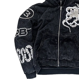 Sweat à capuche personnalisé en molleton 100 % coton, coupe oversize, avec fermeture éclair intégrale, poches et double capuche, imprimé sur mesure, style streetwear - Product Image 4