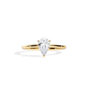 IGI Certified Pear Cut Lab Grown Diamond Solitaire Engagement <b>Ring</b> 9K Yellow / White And Rose Gold Minimalist Wedding <b>Ring</b> - Product Image 2