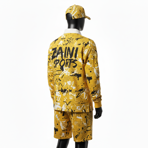 <b>Men</b> Rugby <b>Shirt</b> Premium 220 GSM Polyester Cotton Pique Fabric Yellow <b>Black</b> Graphic Print Custom Heat Logo moisture wicking - Product Image 5