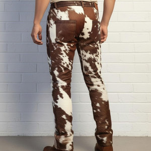 กางเกงหนังวัวแฟชั่นสตรีทแวร์ขายดีสำหรับผู้ชาย สวมใส่สบาย น้ำหนักเบา ดีไซน์ปรับแต่งได้ กางเกงหนังวัวสำหรับผู้ชาย - Product Image 2