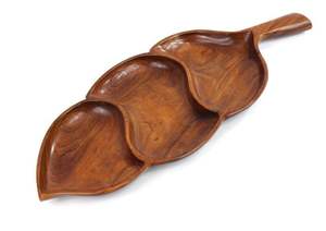 Bandeja de servicio en forma de hoja de madera de calidad superior 100%, apta para lavavajillas, estilo clásico para vajilla de cocina, alimentos y bebidas - Product Image 2