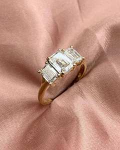Timeless 3.25 Carat Emerald Cut Moissanite Trilogy <b>Ring</b> Handmade in 925 Sterling Silver Classic <b>Split</b> Shank Wedding <b>Ring</b> for Her - Product Image 2
