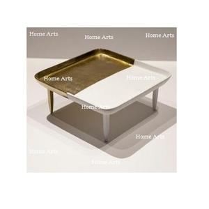 Plateau de service alimentaire en fer au design attrayant avec plateau à fruits et desserts de qualité supérieure de couleur or et blanc en Inde - Product Image 1