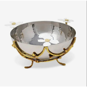 Bol à chocolat arabe en métal forme ronde en acier inoxydable Designer bol de service fait main maison et fête décorative - Product Image 1