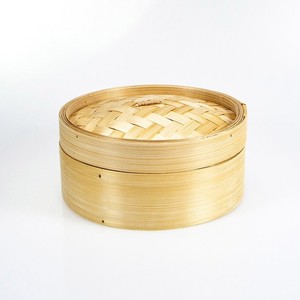 Cuiseur vapeur en bambou dim sum panier vapeur à couvercle plateaux à boulettes naturels fabriqués à la main à vendre - Product Image 2