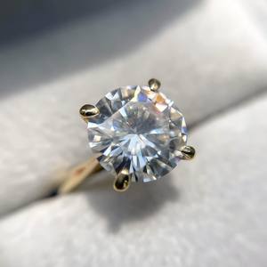 10mm Round Cut Moissanite Engagement <b>Ring</b> Solitaire 925 Sterling Silver Design OAB-535M - Product Image 1