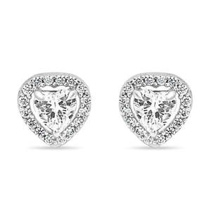 NOVAMART Fine Zarkan Cute <b>Silver</b> <b>Stud</b> <b>Earrings</b> Zircon Heart Trendy Religious Geometric Copper Main Material Rhodium Zinc Alloy f - Product Image 2