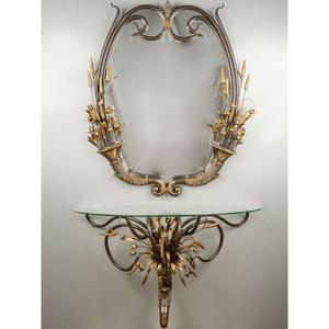 Marco de hierro de primera calidad con diseño elegante de trabajo antiguo de primera calidad para elevar la decoración del pasillo de entrada con acabado recubierto de polvo negro - Product Image 2