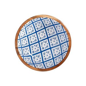 Cuencos de madera hechos a mano para servir, nuevo diseño, esmalte impreso, forma redonda, hogar y hoteles, cuencos para servir comida de mesa - Product Image 4