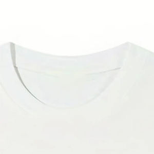 Camiseta de algodón satinado pesado para hombre con bordado de chenilla manga corta cuello redondo 100% algodón diseño en blanco - Product Image 5