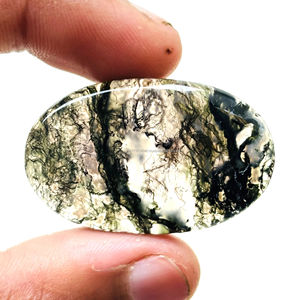 Collier pendentif en agate mousse polie de qualité supérieure, cabochon naturel, accessoires de bijoux, cadeau pour elle - Product Image 2