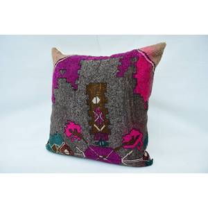 Oreiller de traversin en laine Kilim vintage 32x32 pouces violet mosaïque Paisley lambrissé raisin Patchwork tissé antidérapant écologique amovible - Product Image 3