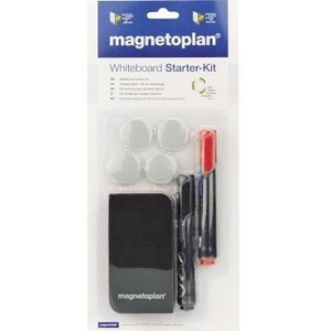Set de Inicio Magnetoplan: Pizarra Blanca con 1 Borrador, 1 Marcador Azul, 1 Rojo, 1 Marcador Negro, 4 Imanes y Marcadores Magnéticos para Pizarra Blanca - Product Image 1