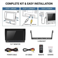Moniteur Quad IPS 10,1 pouces 800 nit | DVR H.264 à 4 écrans partagés | Prise d'aviation à 4 broches | Système de caméra de recul 1080P pour camion, bus, camping-car