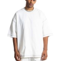 T-shirts pour hommes de haute qualité 100% coton, brodés et imprimés, col rond, jersey teinté, coupe ample
