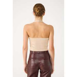 Top Casual Estilo Western con Cuello Halter Brillante, Poliéster Brillante, Talla XS-XL, Tejido Plisado, Elemento de Moda para Primavera, Verano y Otoño - Product Image 5