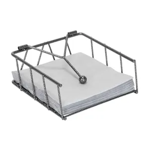 Porte-serviettes carré en fer forgé et acier inoxydable fait main de Zahid Exports, motif brodé, écologique pour les hôtels - Product Image 2
