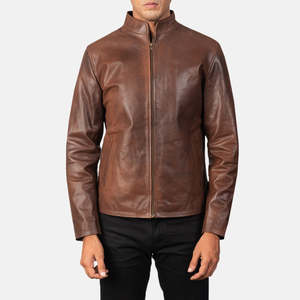 Chaqueta de Motero de Cuero Vacuno Genuino Alex Brown, Reversible con Cierre de Cremallera, Tallas XS a 6XL para la Temporada de Otoño - Product Image 4