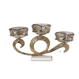 Bol de service en verre au design moderne avec combinaison de métal pour décor de table d'hôtel/de restaurant à domicile pendant le Ramadan Diwali - Product Image 1