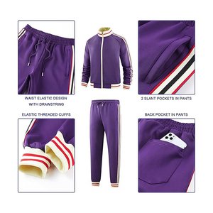 <b>men</b> casual tracksuit polyester zipper <b>jacket</b> pants set lightweight breathable sports daily wear - Product Image 5