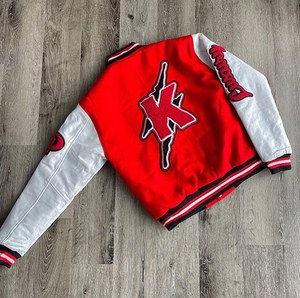 Blouson aviateur d'hiver unisexe personnalisé OEM en laine patchs en chenille veste universitaire Letterman vintage universitaire - Product Image 5