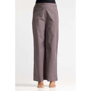 Pantalon large gris pour femme WM-TRC-SS24-021 Taille mi-haute Coupe ample Teinture unie Lavage coloré - Product Image 2