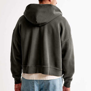 Offre Spéciale personnaliser Logo acide lavé solide conception sweats à capuche pour hommes meilleure vente tissu à séchage rapide haute rue Style hommes sweats à capuche - Product Image 5