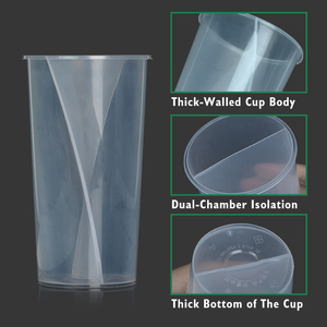 Vente en gros de gobelets personnalisés en plastique de 500 ml et 700 ml, gobelets en plastique à double compartiment, gobelets en plastique à 2 compartiments pour les boissons <span class=keywords><strong>Boba</strong></span> - Product Image 6