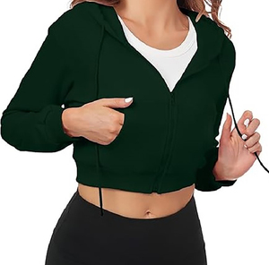 Women's <b>Winter</b> Crop <b>Top</b> Hoodies 100% Cotton Front Logo Premium Quality Comfortable Hot Selling Sale Pakistan Made Wholesale - Product Image 6
