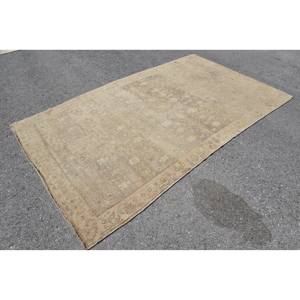 Alfombra turca vintage de 5,2x8,8 pies, respaldo de látex de lana Beige, estilo Tabriz, patrón abstracto, pasillo Rectangular, entrada para entrada - Product Image 3