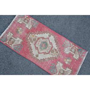 พรมขนสัตว์ตุรกีสีแดงและสีเบจ2.9ft วินเทจ1.4ชิ้นแบบสานเรียบลายปะติดสำหรับตกแต่งห้องนั่งเล่นพื้นหลังทำจากยาง - Product Image 4