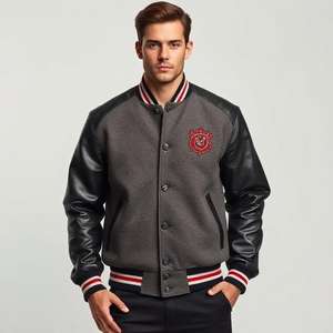 Chaqueta Universitaria Vintage de Béisbol: Logotipo Personalizado, Cuerpo de Lana, Mangas de Cuero, Botones a Presión, Acolchado Grueso y Cálido, Nueva - Product Image 5