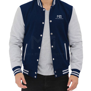 Chaqueta Letterman Personalizada para Hombre, Cómoda, con Cuello Alto, Logotipo Frontal, Mangas Largas, Color Personalizado, 100% Algodón Transpirable - Product Image 1