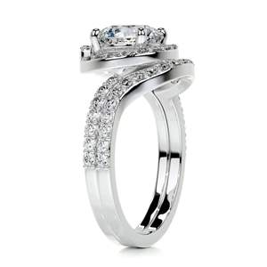 Round Diamond Halo Bridal <b>Set</b> <b>For</b> <b>women</b> - Product Image 2