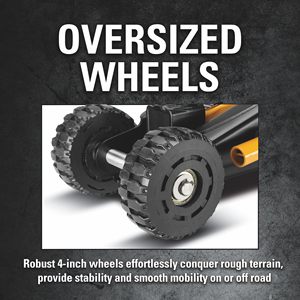 Gato hidráulico portátil todoterreno de 2 toneladas con ruedas sobredimensionadas para terrenos accidentados y movilidad suave en suelo irregular - Product Image 2