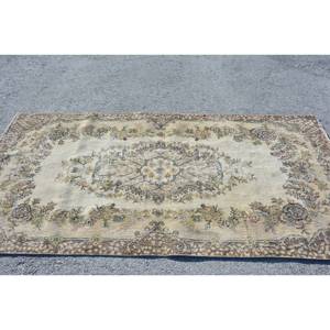 Classique Vintage turc tapis Beige marron 3.8 X 7.2ft laine Patchwork Rectangle Latex support peluche Pile hauteur pour salon chambre - Product Image 4
