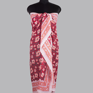 High Quality Premium Handmade Sanganeri Block Printed Cotton Sarong Floral Designer Wholesale Traditional <b>Shawls</b> Beach <b>Shawls</b> - Product Image 5