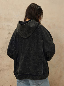 Sudadera con capucha lavada con ácido de algodón 100% de alta calidad High Street Series Washing Old sweater Acid Wash HOODIE set Hoodies - Product Image 4