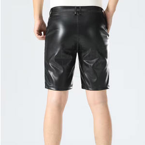 High Quality Men Leather Shorts With Modern Slim Fit Flexible Waist Soft Inner <b>Layer</b> Strong Construction - Product Image 2
