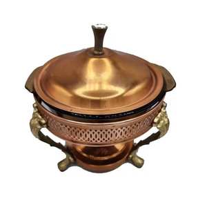 Plat à chafing en acier inoxydable de qualité supérieure avec revêtement émaillé, support en métal doré, couvercle de pot, chauffe-plat haut de gamme écologique pour mariage - Product Image 1