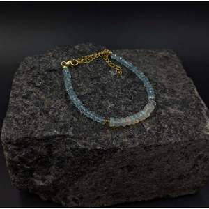 Aquamarine & <b>Opal</b> Beaded <b>Bracelet</b> with Agate & Diamond Elegant Bangles - Product Image 1