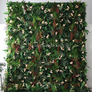 L Verdure Plante Tropicale Laisser Floral Toile de Fond Panneau 5D Roll up Vert Soie Artificielle Rose Fleur Mur pour Printemps Mariage Décor - Product Image 2