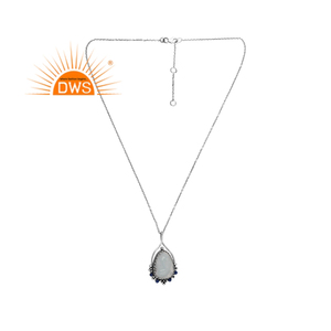 สร้อยคอจี้อัญมณีลาริมาร์ธรรมชาติทำจากเงินสเตอร์ลิงออกซิไดซ์ผลิตได้ตามต้องการ - Product Image 1