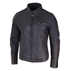 Veste en cuir véritable de couleur unie à col pour hommes, de haute qualité, à la mode personnalisée avec service OEM - Product Image 2