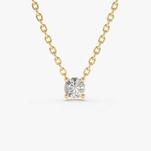 Magnifique collier pendentif solitaire à quatre griffes avec diamant de laboratoire rond de 1,00 carat E-F VS en or 14 carats pour mariage et anniversaire - Product Image 1